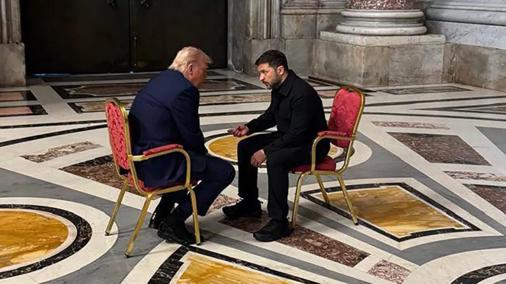 Zelensky and Trump meet inside St Peter's Basilica