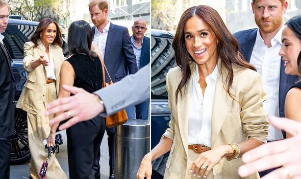 Prince Harry and Meghan Markle all smiles as they are pictured in New York