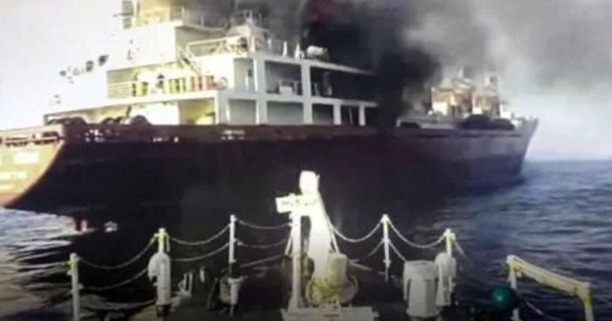 Russian ship bursts into flames near South Korea as six sailors left injured