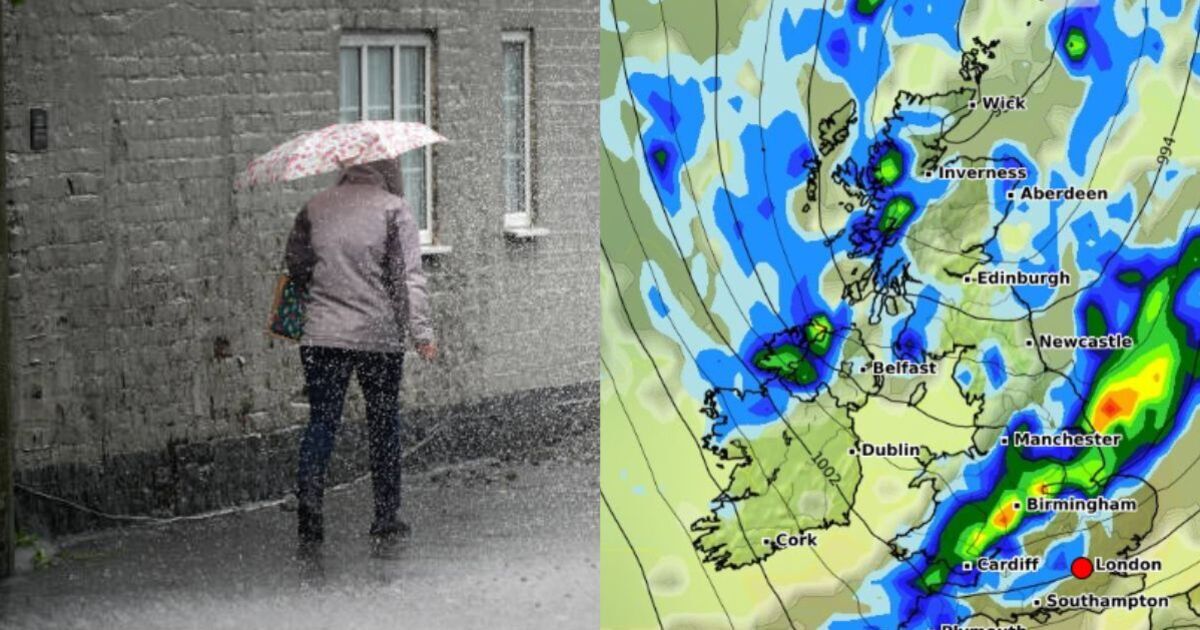 UK weather maps show huge rainstorm hitting England and Wales as spring heat fades