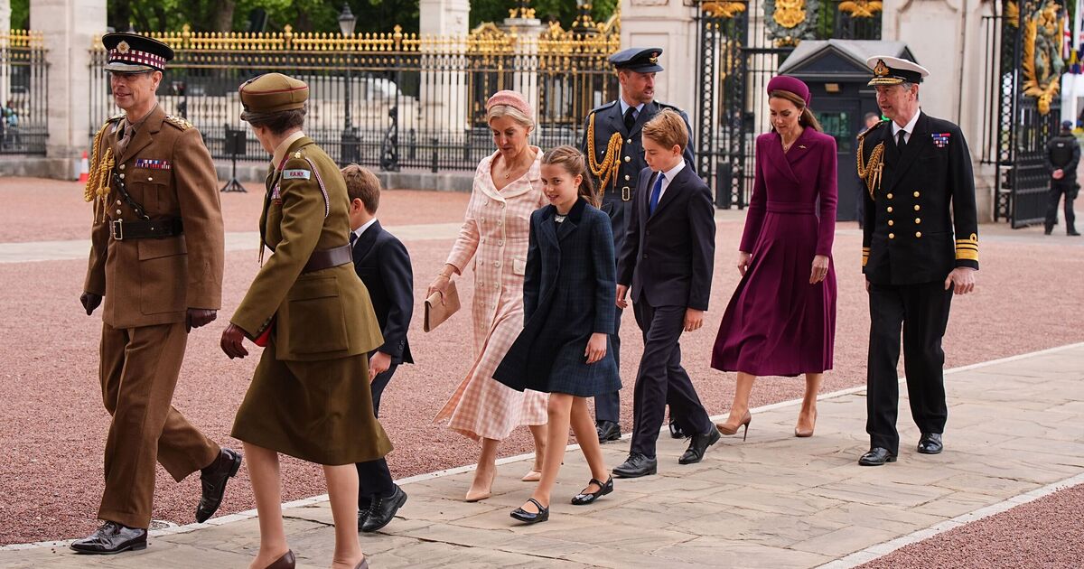 Eagle-eyed fans spot which royals were keeping an eye on Prince Louis at VE Day