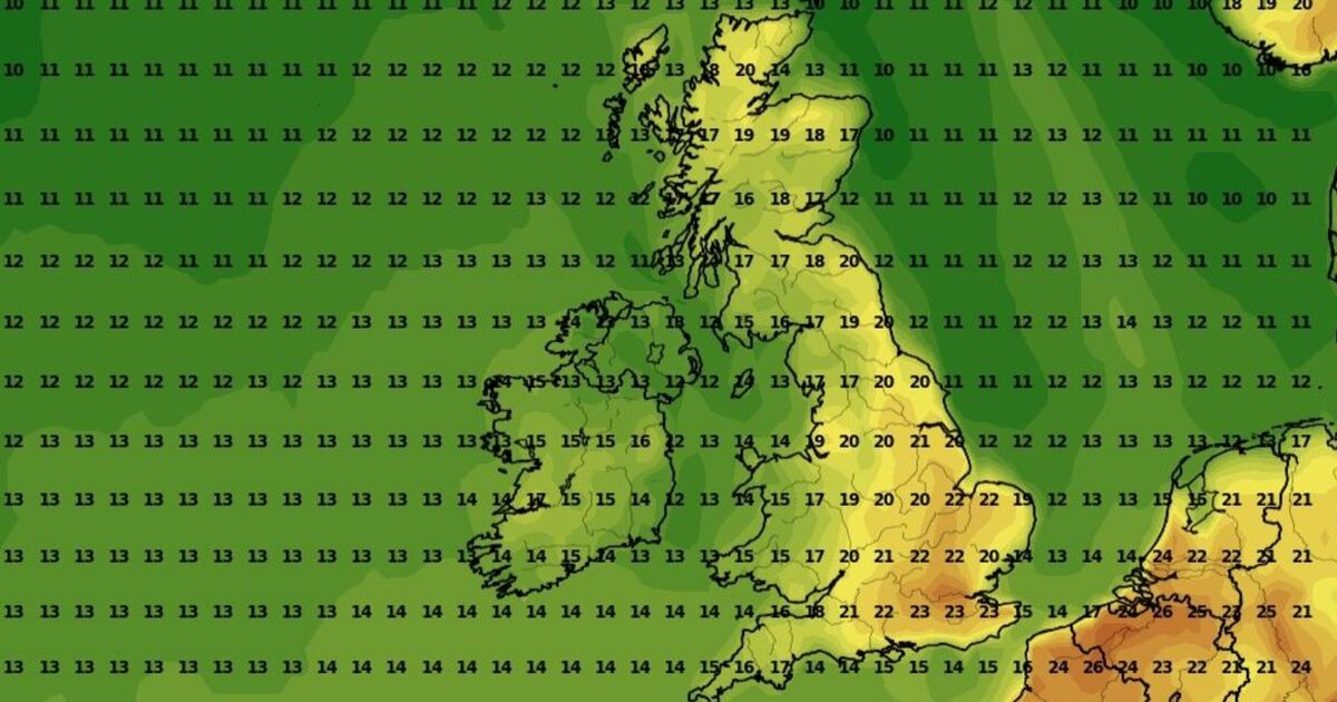 UK weather maps show exact date temperatures hit 25C - full list of cities over 20C